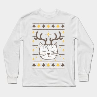 Funny Christmas Cat Design Long Sleeve T-Shirt